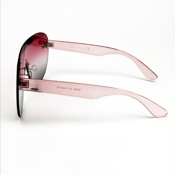 Oversized Rimless Pink Gradient Sunglasses - Picture 8 of 12